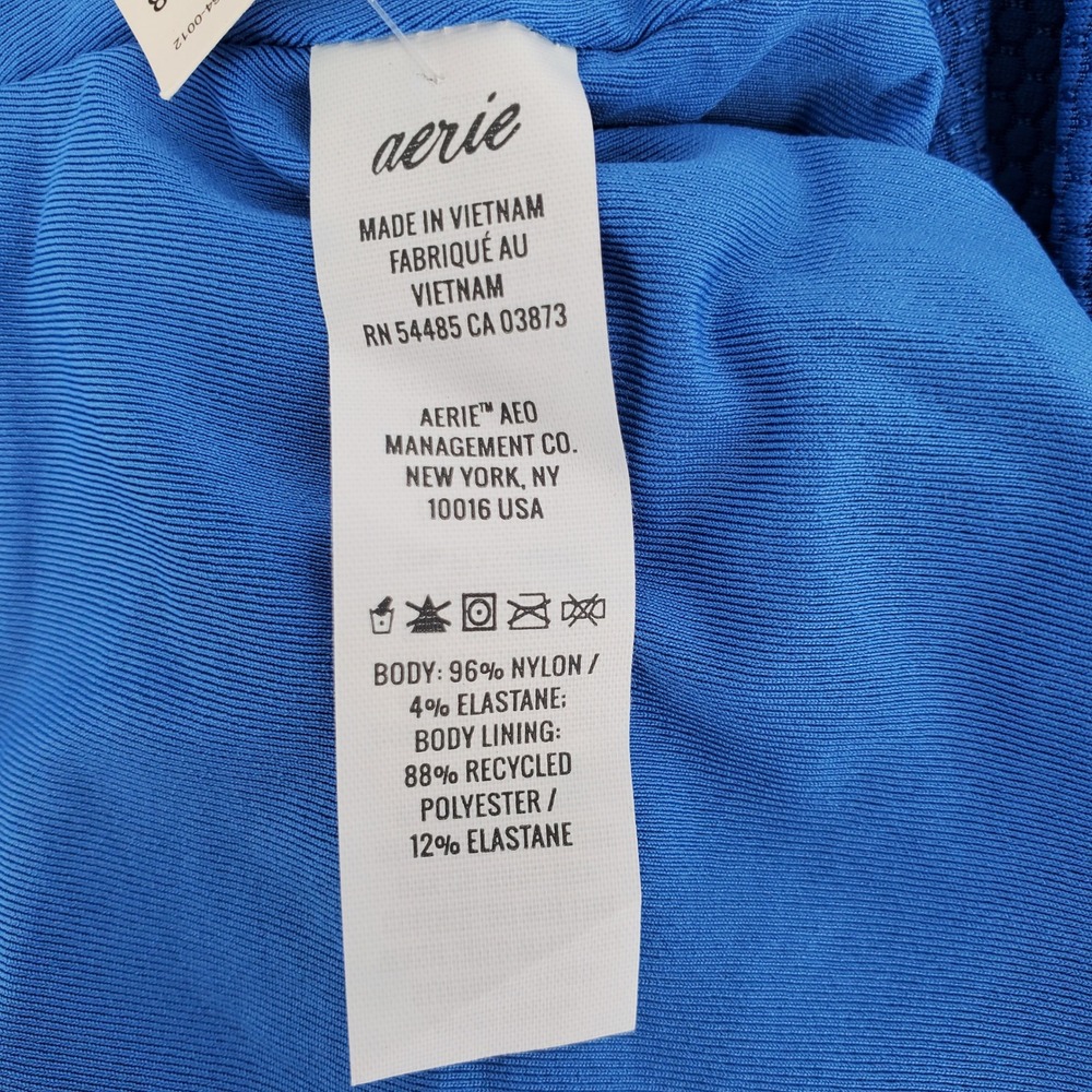 Aerie Medium Textured Scoop Neck Bikini Top Blue Adjustable Straps 075-0753-3398 - Picture 4 of 9